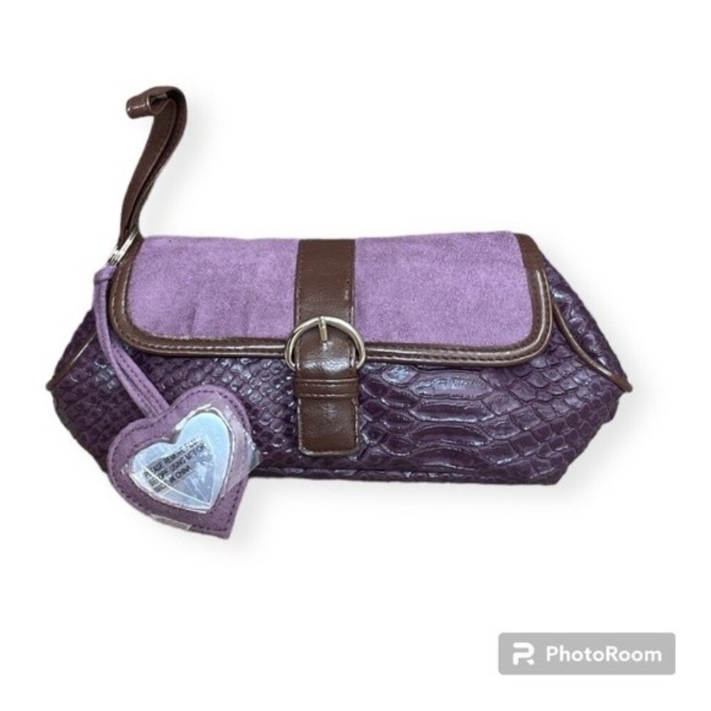 ELIZABETH ARDEN Vintage Purple Snakeskin Clutch Bohemian New